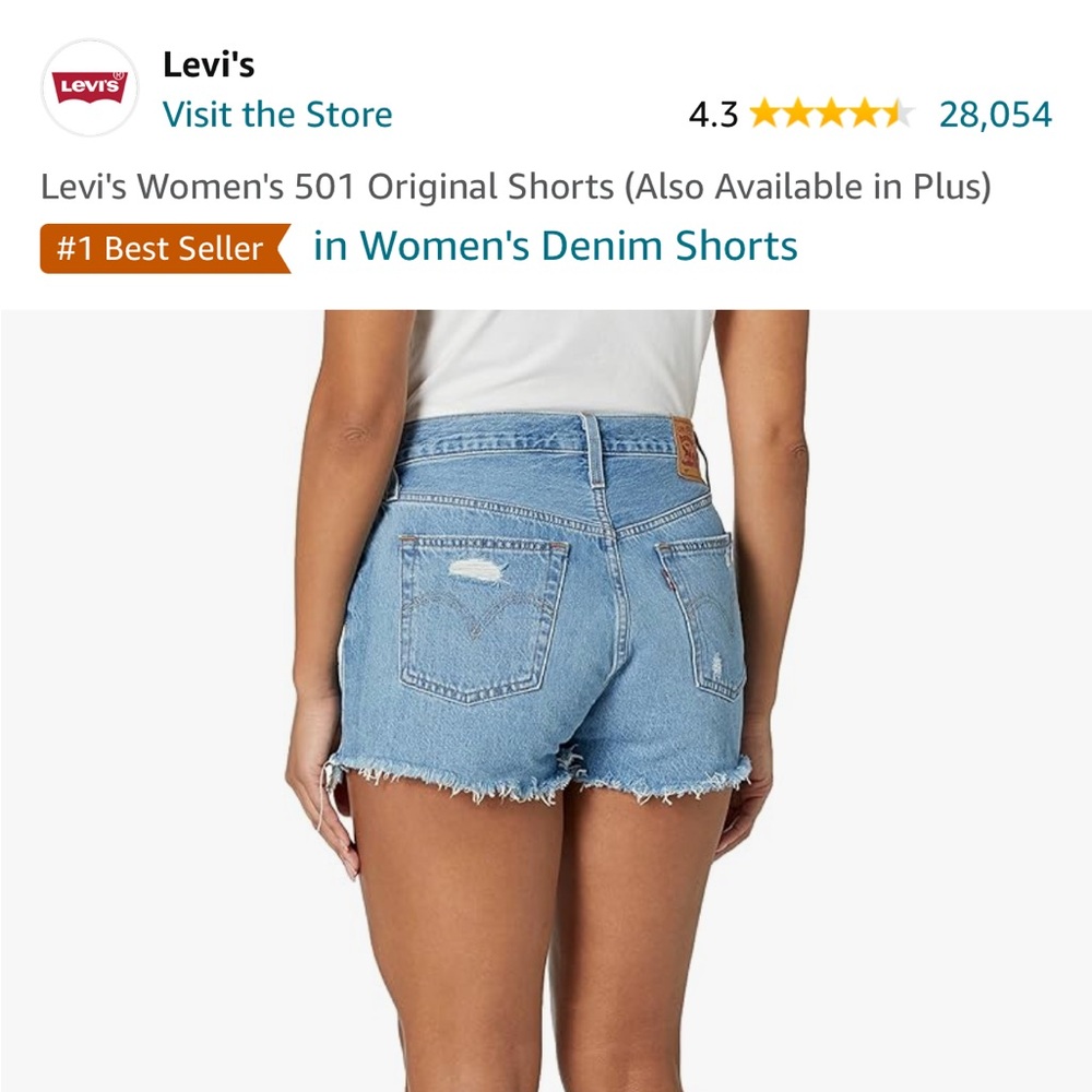 Levi's 501 Original Shorts in denim blue with button fly in size 24